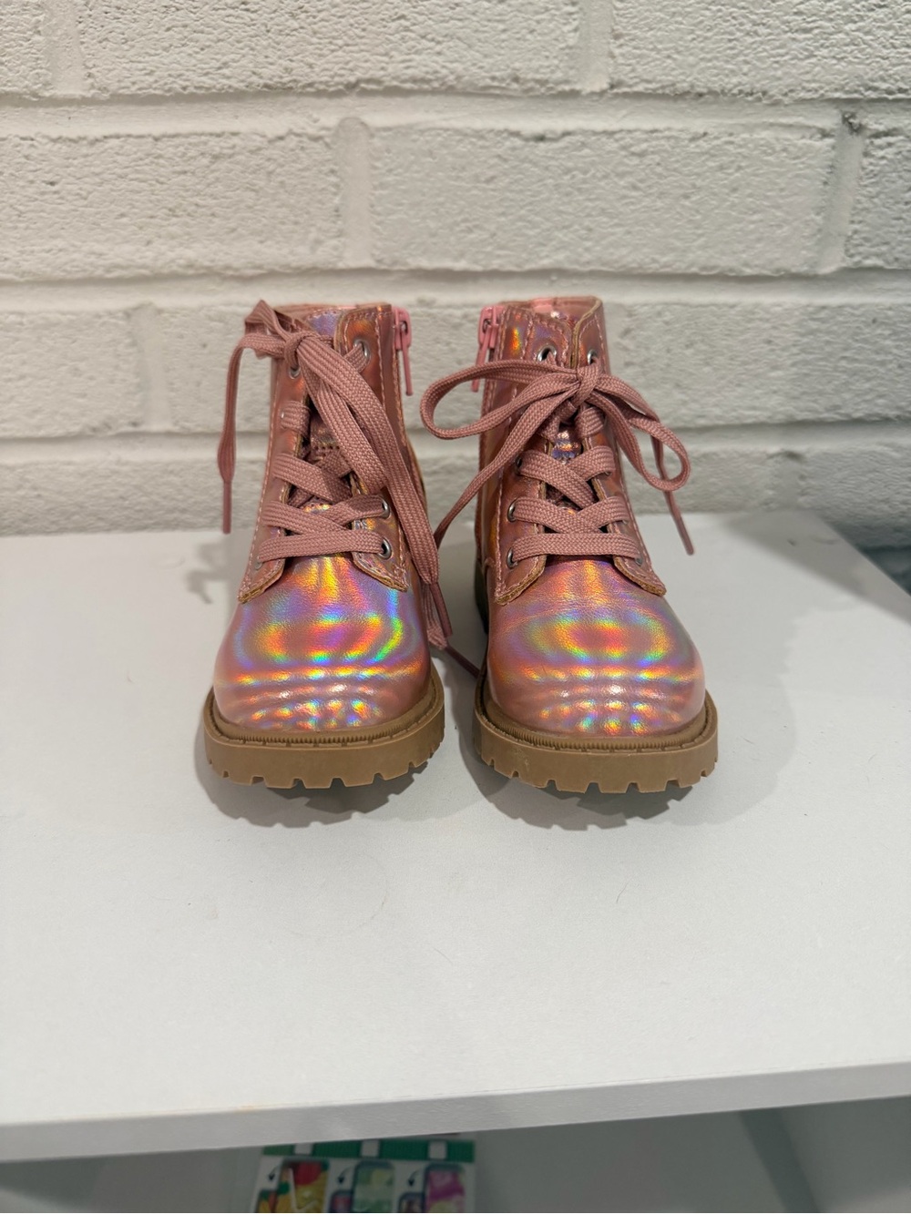 Old Navy Metallic Pink Combat Boots Toddler Size 8 – NWOT
